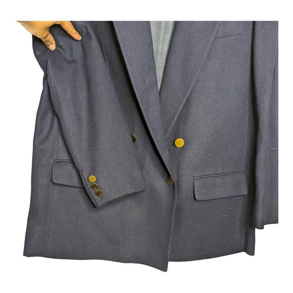 Evan Picone Plus Size 14 Navy Blue Womens Wool Blazer Suit Jacket Saks 5th Ave - Picture 5 of 6